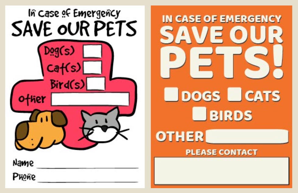 IN CASE OF EMERGENCY RESCUE DOGS & CATS DOG CAT STICKER 